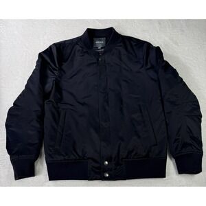 Bonobos The Boulevard Bomber Jacket Mens Medium Navy Blue Slim Fit Satin